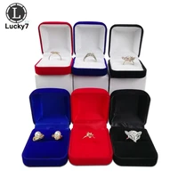 flocking ring box blue red black jewelry package box 7 colors available ring stud earrings jewelry organizer storage gift box