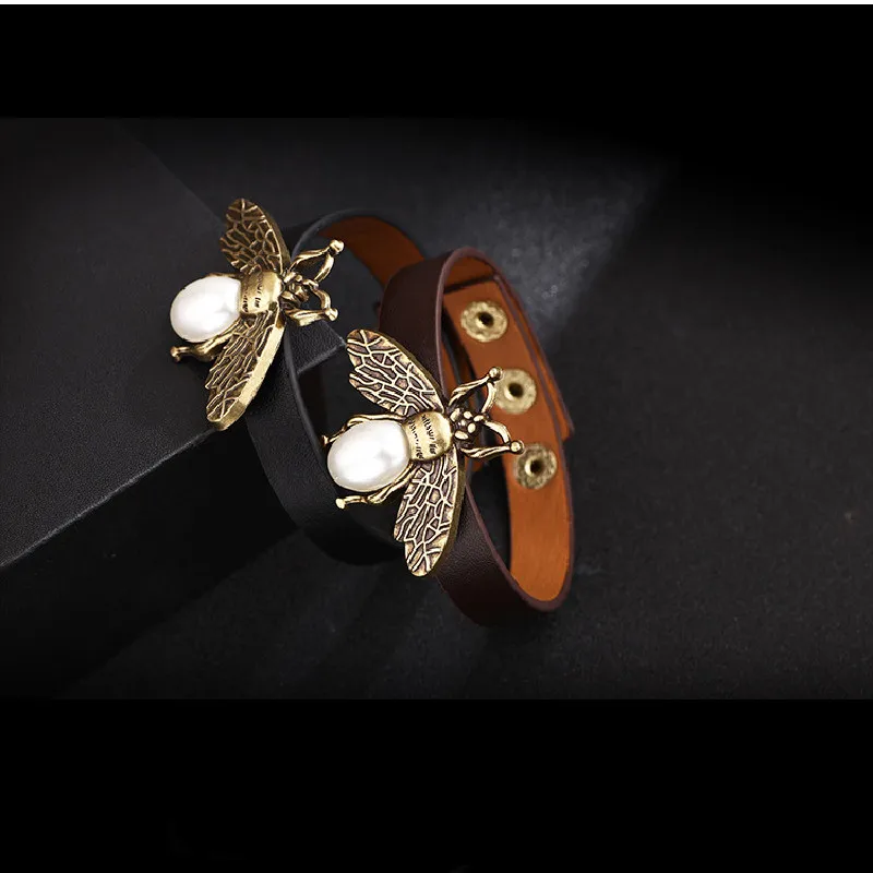 LIKA творческая личность новый сплав PU кожаный браслет с жемчугом Импортные товары