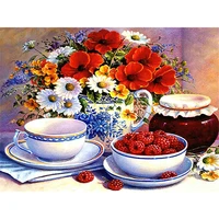 fruit flowers printed fabric 11ct cross stitch embroidery complete kit dmc threads needlework handicraft sewing promotions