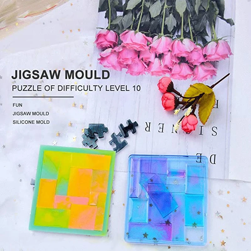 

Puzzle Resin Mold Silicone Tangram Geometric Jigsaw Game Mold Double Sided Tray Mold Epoxy Resin Casting DIY Crafts