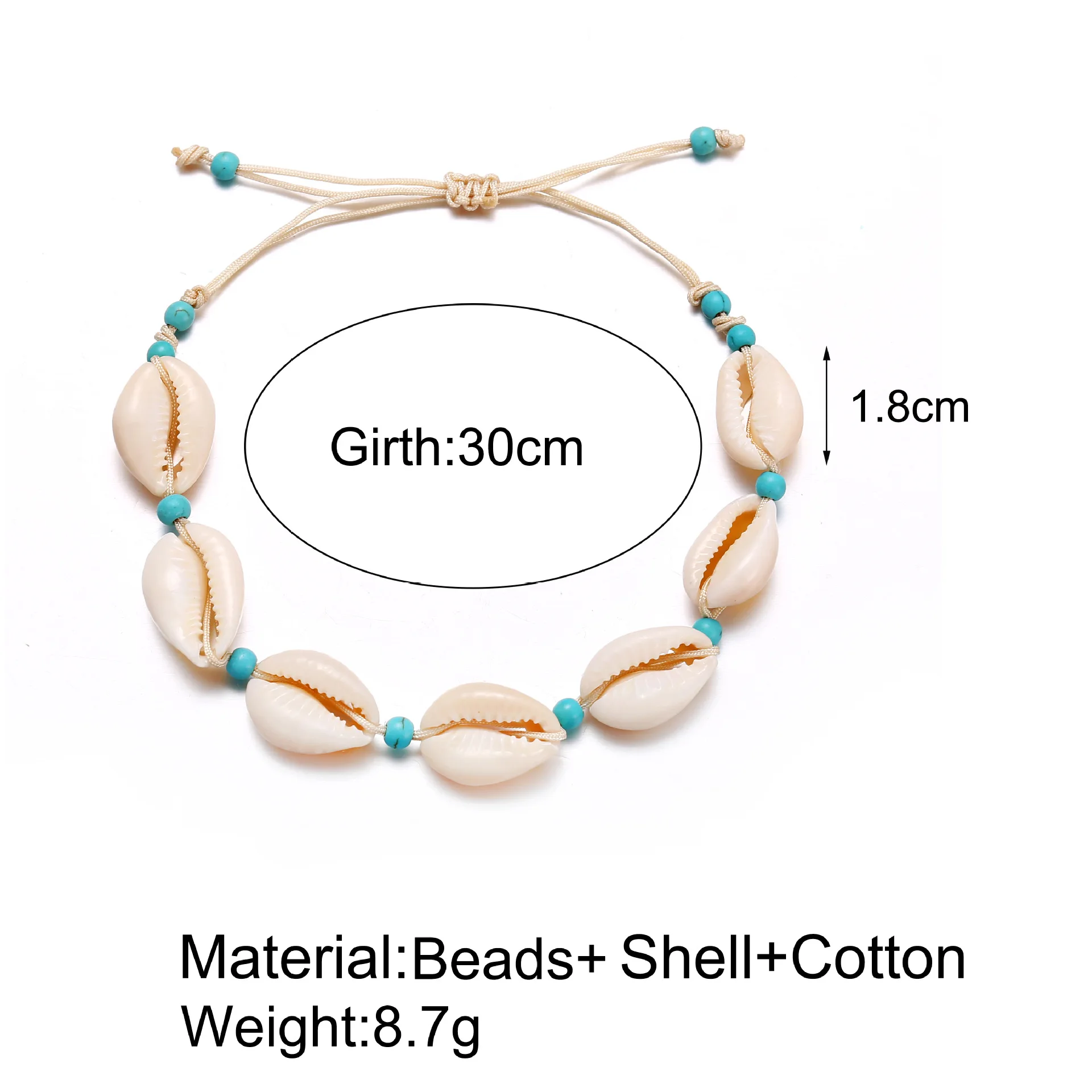 Богемные оболочки лодыжки браслет бусины синие улитки женские браслеты для