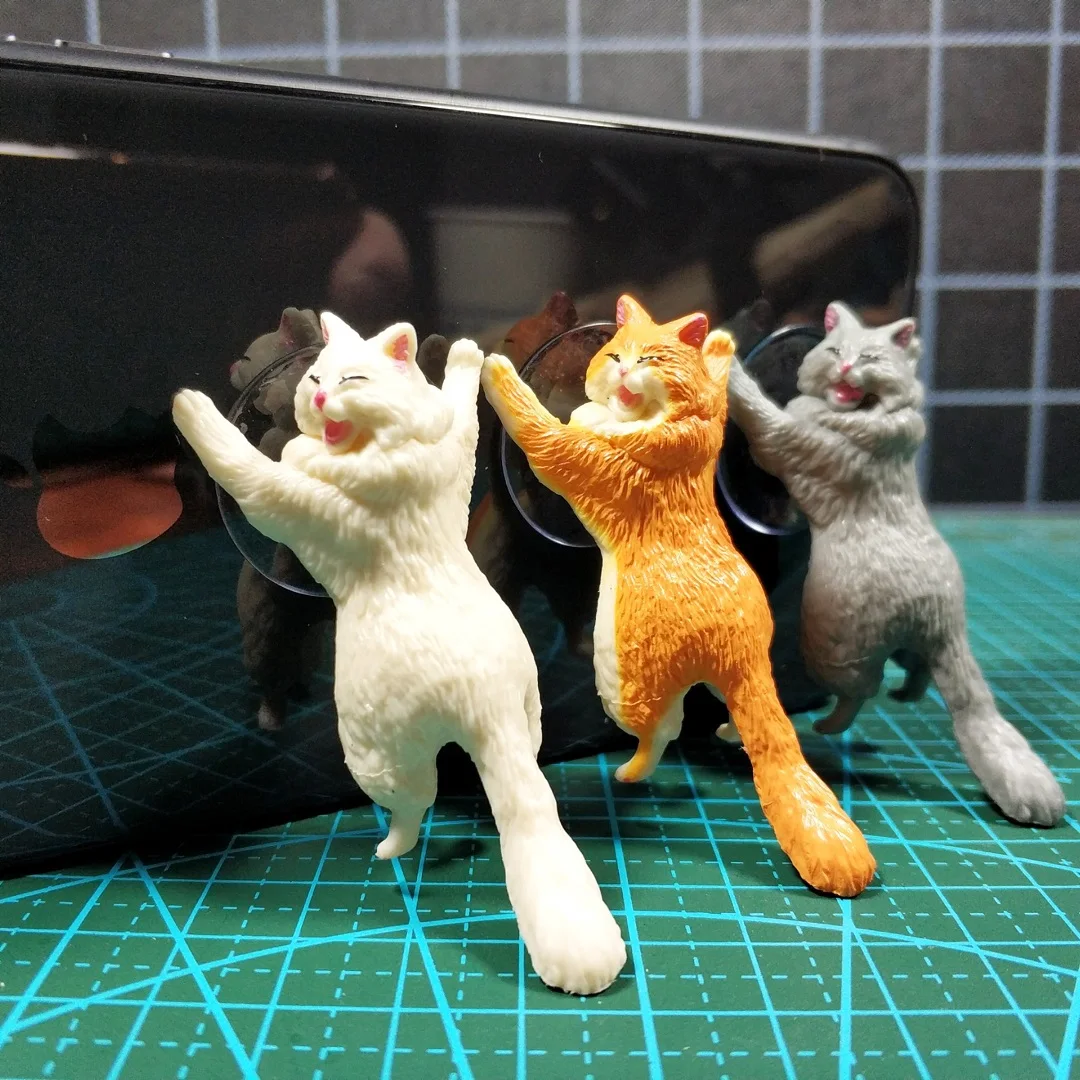 

Cute Little Cat Cell Phone Holder Tablets Desk Car Stand Mount Sucker Bracket Storage Holders PVC Mobile Phone Home Organizer