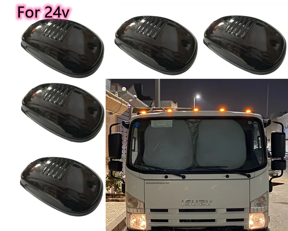 

1set 24v Smoked LED Roof light Top Pickup truck trailer lorry Cab Running Clearance Light Set Kit van marker Light cavanan SUV