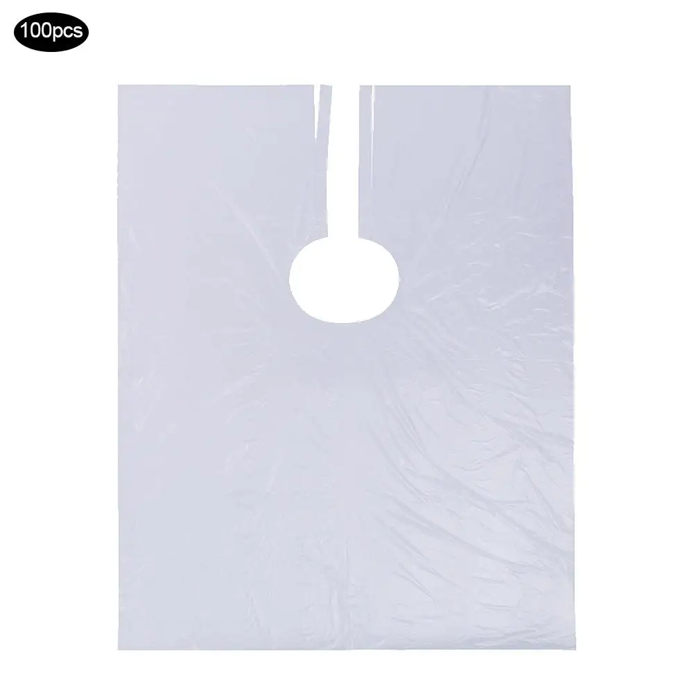 

100Pcs Disposable Hair Shawl Perm Dyed Hair Transparent Washable Bib Waterproof Film Barber Shop Hairdressing Tool