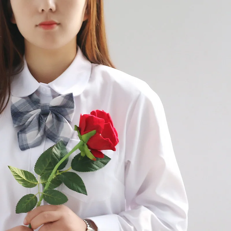 

2021 Spring Top And Blouses Women's Preppy Style Pocket Loose Solid Color White Shirt Basic Long Sleeve With Bow Tie 2112856
