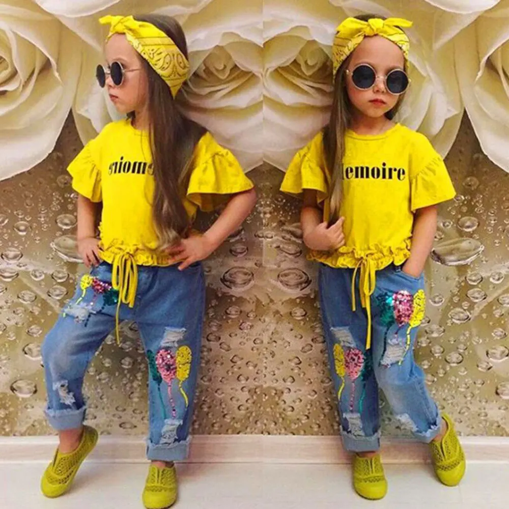 

Newborn Fashion Infant Child Girls Summer 3Pcs Tops+Pants Clothing Short Sleeve Clothes Overalls Casual Outfit Clothes Set