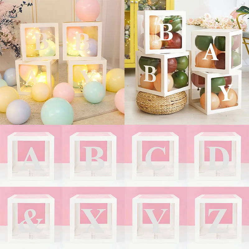 

Party Decor Letter Plastic Box Wedding Birthday Baby Shower Supplies Balloon Gift Surprise Boxes for Home Decoration Toy Props