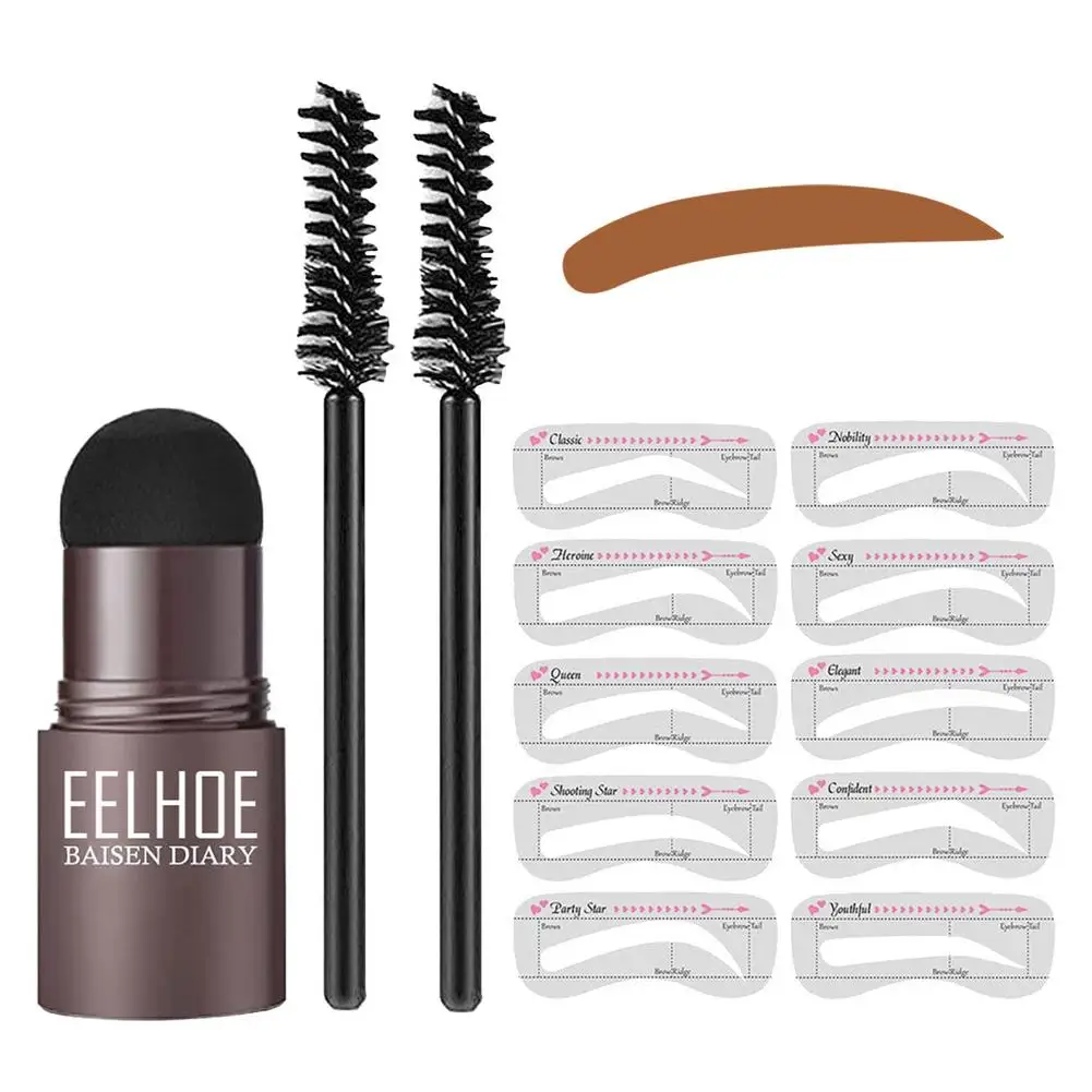 

Набор для формирования бровей в один шаг, 10 видов, набор для формирования бровей в виде трафарета, макияж, пудра, штамп для бровей, идеальные ...