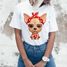 Футболка в стиле ретро для чихуахуа, модная женская футболка с милым принтом собаки, повседневные топы для девушек, хипстерские женские футболки