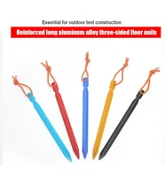 18cm camping tent nail accessories with rope aluminum alloy nail anti dropping lightweight tent nail outdoor camping tool