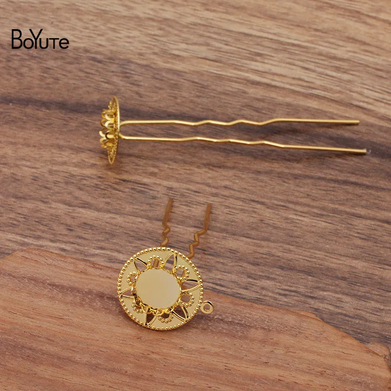 

BoYuTe (10 Pieces/Lot) 75*10*1.2MM Metal Iron U-shaped Hairpin Welding 10MM Blank Flower Base Diy Hair Jewelry Accessories