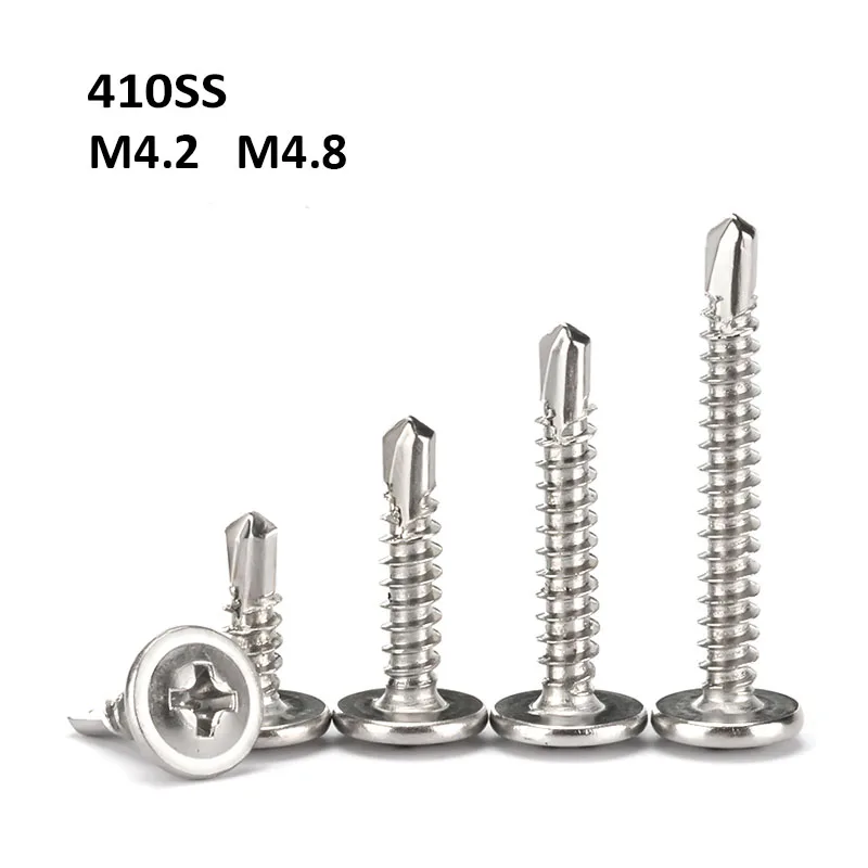 

M4.2 M4.8 Round Head Cross Drilling Tail Screws 410 Stainless Steel Phillips Truss Head Self Tapping Screw