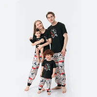 short sleeve christmas family matching pajamas set deer print father mother kids babys sleepwear mommy and me clothes outfits