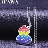 summer rainbow colorful gourd stainless steel choker necklace women silver color necklaces y2k jewelry collares mujer nxh359s01