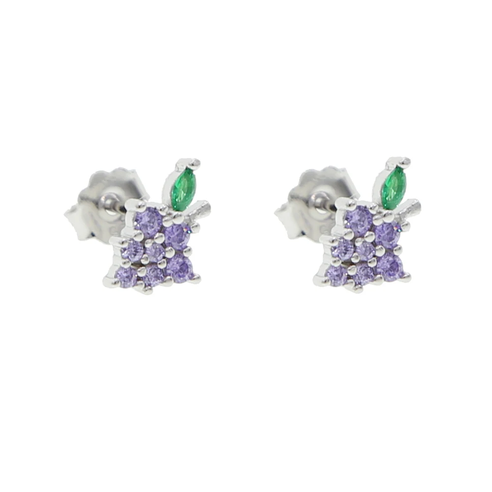 Настоящее 925 еда вишня клубника яблоко серьги с фруктами маленький свежий