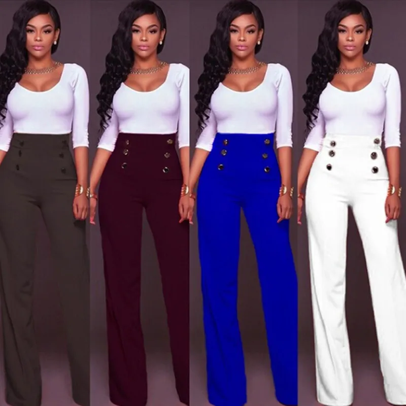 Брюки женские с широкими штанинами однотонные элегантные расклешенные брюки