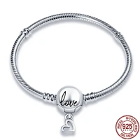925 sterling silver love chain buckle snake shape fit original 3mm braceletbangle making fashion diy jewelry for women