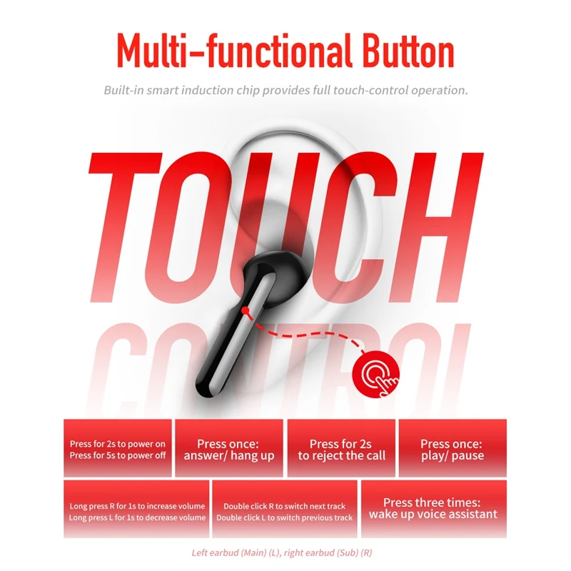 Bluetooth наушники ROCK TWS HD стерео беспроводные игровая гарнитура с шумоподавлением