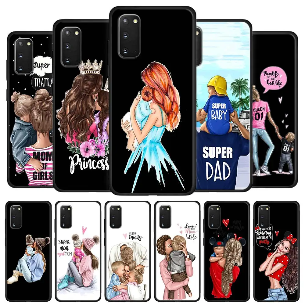 Мама и папа ребенок чехол Coque для Samsung Galaxy S10 S20 ультра 5G S8 S9 Plus Note 8 9 10 плюс черный