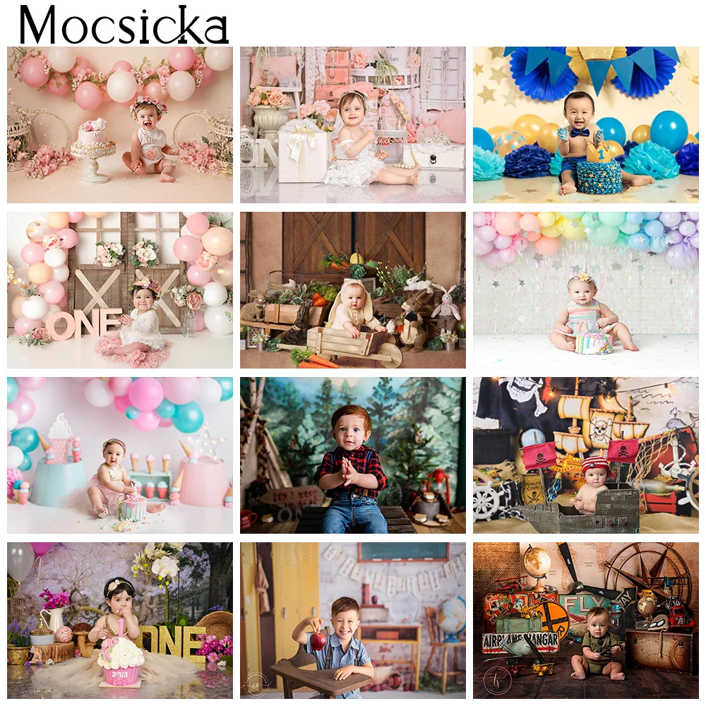 

Cake Smash Newborn Kids Birthday Photo Background for Photographic Studio Children 1st Birthday Portrait Photography Background