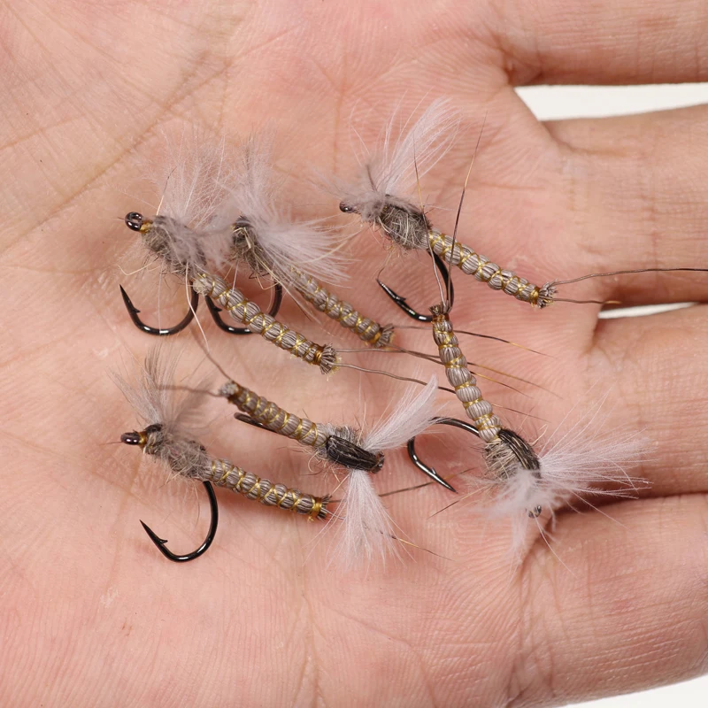 WIFREO 6 шт. #10 #12 #14 CDC перо крыло Mayfly искусственное тело сухая мушка Рокки река