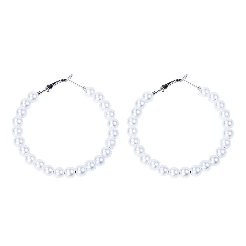 

Fashion Pearl Earrings Korea Exaggerated C-shaped Earring Ladies Ear Jewelry Retro Geometric Circle Earrings Women