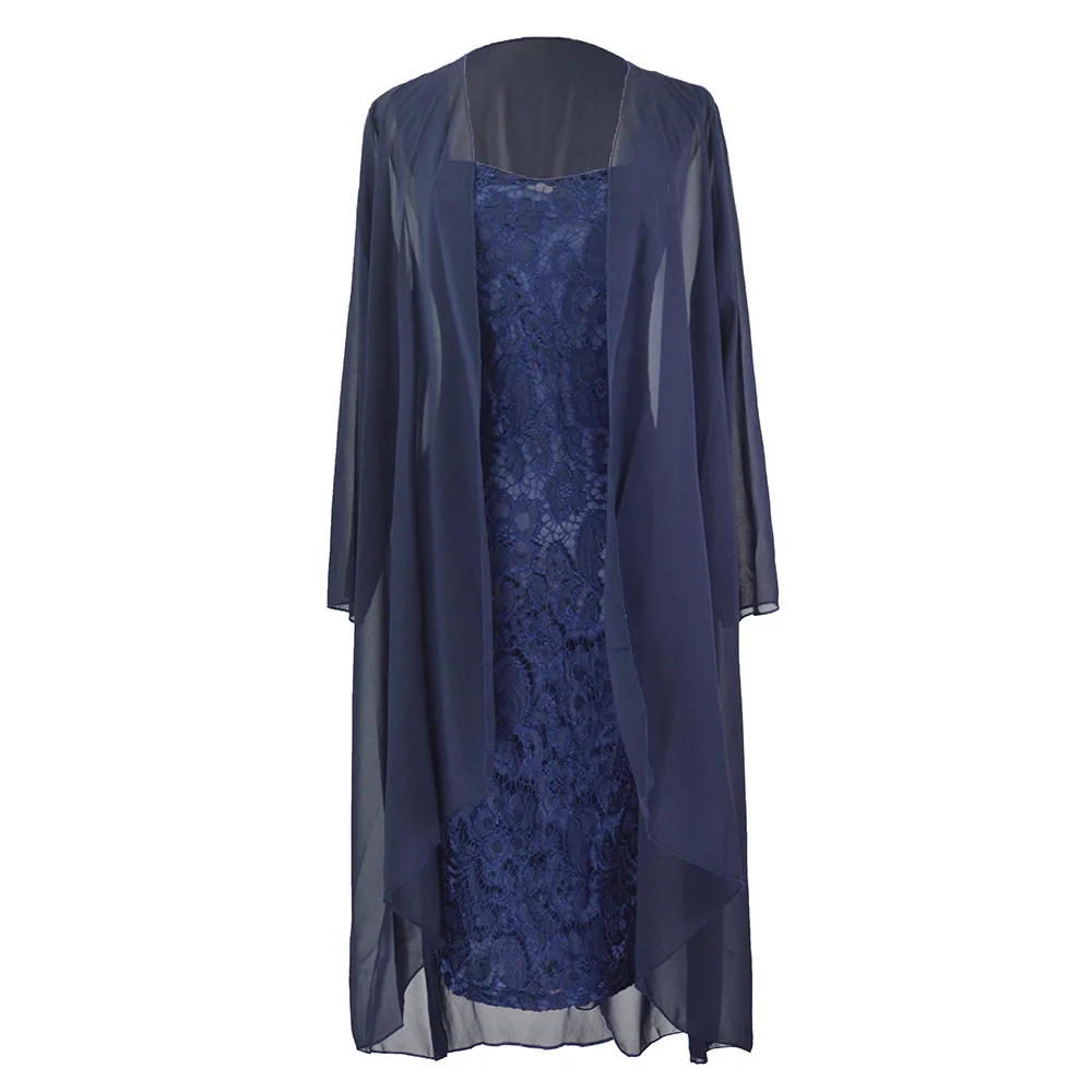 

Explosive European and American women's sexy fashion new hollow elegant lace chiffon dress two-piece suit