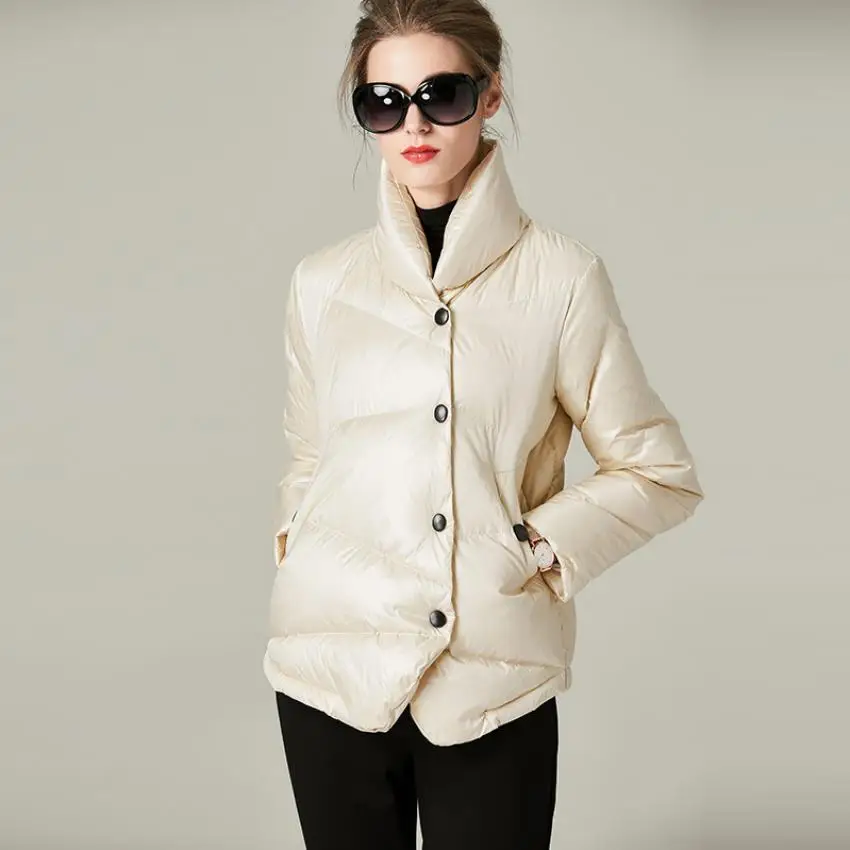 Мягкое пальто на гусином пуху зимнее роскошное теплое из 90% настоящего гусиного