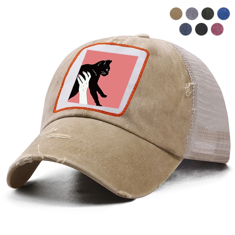 Забавная Мужская бейсболка с черным котом женская и мужская кепка в стиле хип хоп