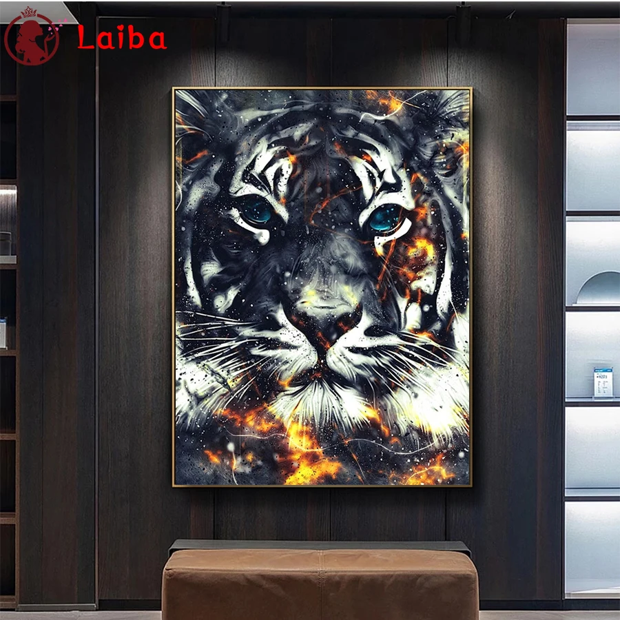 

DIY Diamond Painting Abstract animal art tiger flame Full Square Diamond Embroidery sale Cross Stitch sets Mosaic Handmade Gift