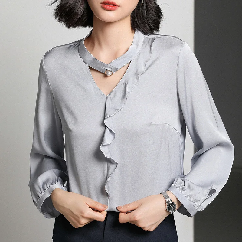

Elegant Women Blouses 2020 Spring Silk Blouse Vintage Fashion Women's Shirts Long Sleeve Womens Tops Summer Blusas LW441
