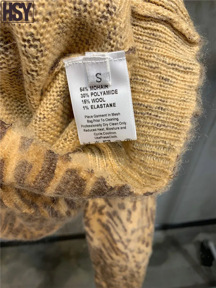 【HSY】2019 осень зима новый ретро женский сеялка Леопардовый принт трехмерный