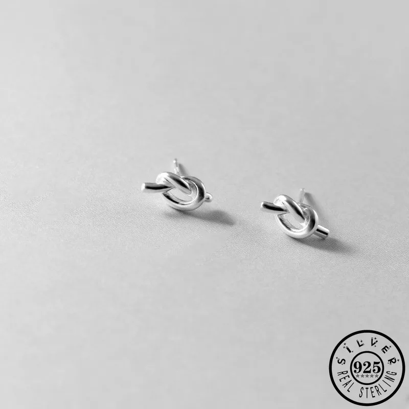 

925 Sterling Silver Irregular Earings Trendy Geometric Knot Shape Ear Studs Earrings Jewelry Gifts for Women Girls