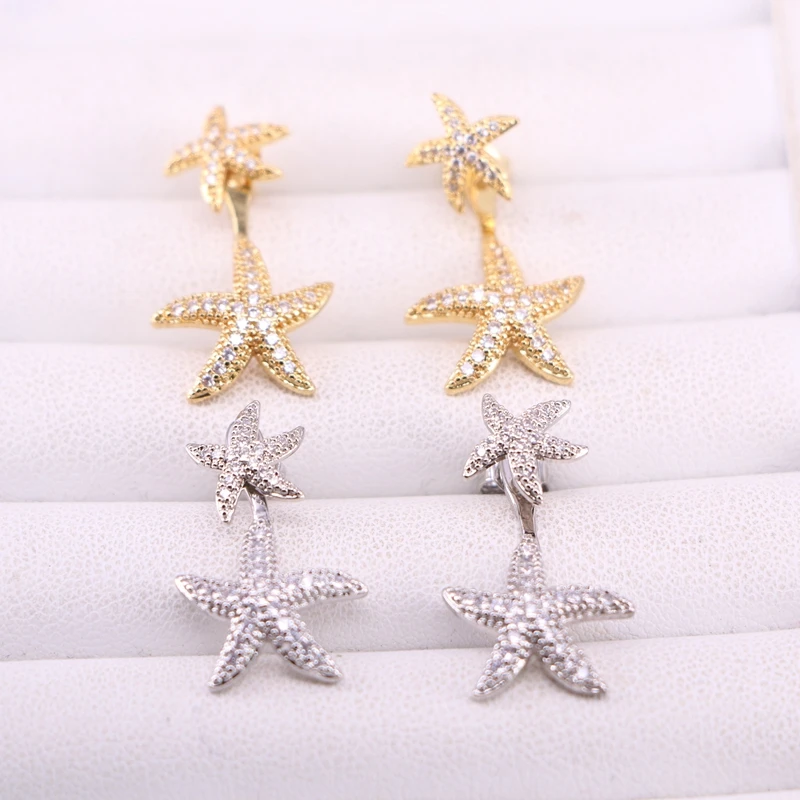 

4Pairs Fashion Gold/Silver Color Micro Pave CZ Butterfly /Star Stud Earring For Women Crystal Zirconia Jewelry