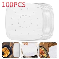 100 sheets air fryer disposable paper liner square baking paper silicone base for air fryer paper non stick mat baking tools