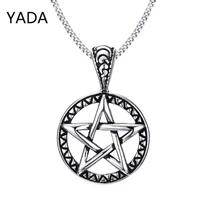 yada classic star pentagram long presentsnecklace for men women jewelry necklaces stainless steel alloy punk necklace se210076