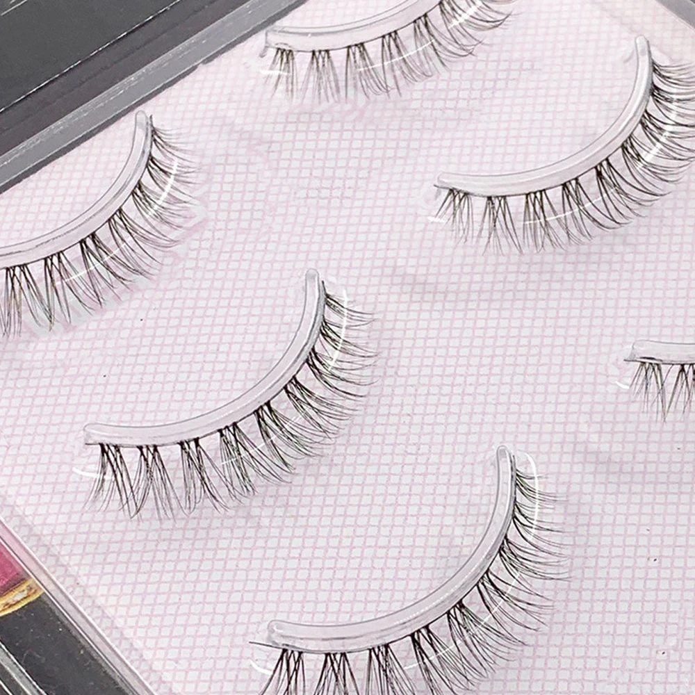 

4D Cotton Thread Natural False Eyelashes Handmade Soft Transparent Stem Eyelashes Daily Nude Makeup Simulation Realistic Lashes