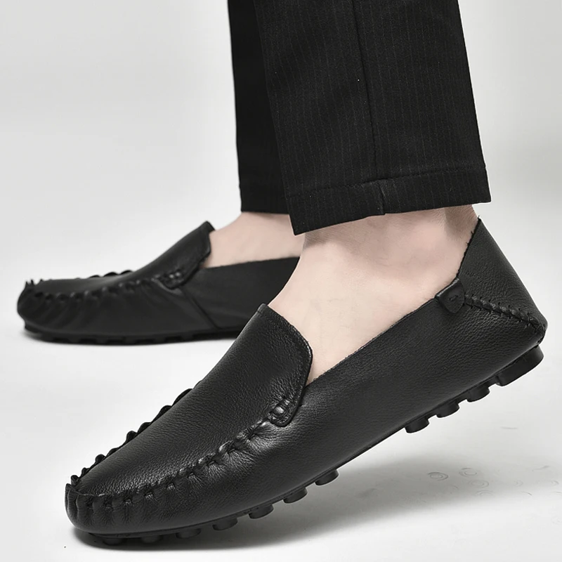 

Fashion Men's Shoes Casual Genuine Leather Loafers Male Classic White Brown Black Shoe Man Plus Size 36-47 Driving Shoes For Men
