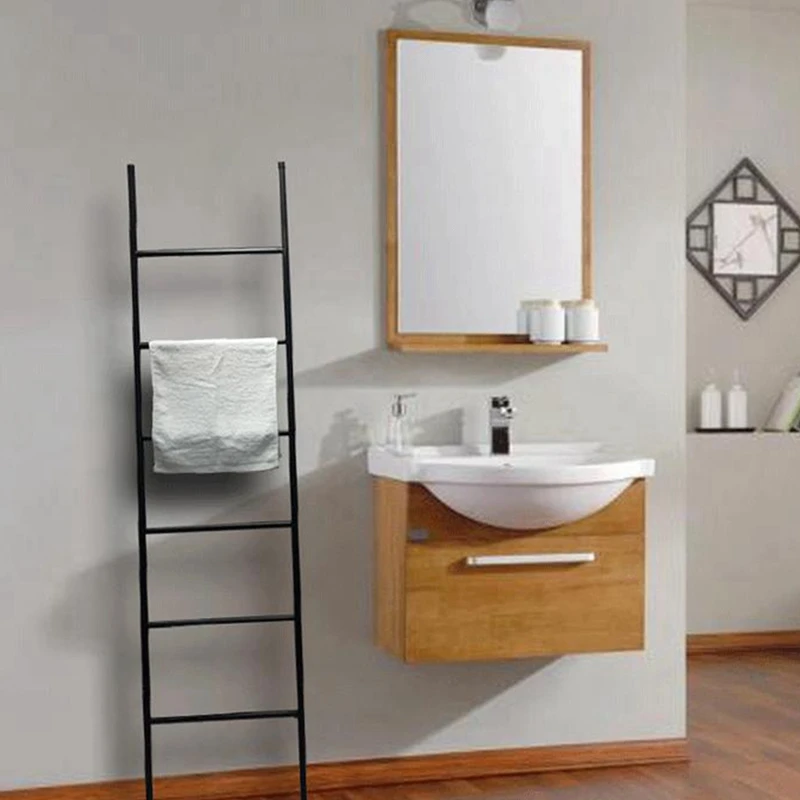 

Modern Rustic Decorative Metal Leaning Ladder Rack - Towel Drying and Display Rack, Quilt and Blanket Display Ladder