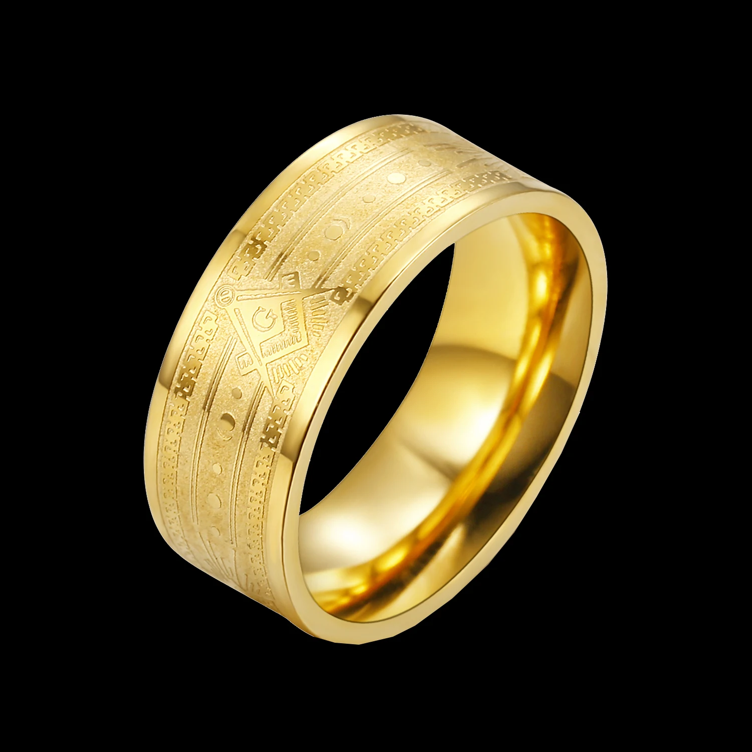 Блестящее Золотое кольцо с масонской вывеской для женщин и мужчин ювелирные
