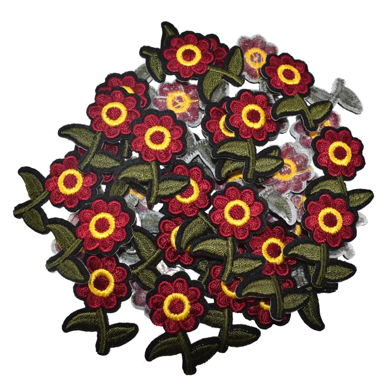 10 шт. маленькие вышитые железные значки с цветами листья ромашки цветы