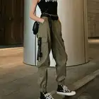 Брюки женские с лентами 2021, черные повседневные мужские Джоггеры в стиле хип-хоп, брюки, модная повседневная Уличная одежда, брюки-клеш, спортивные брюки для женщин