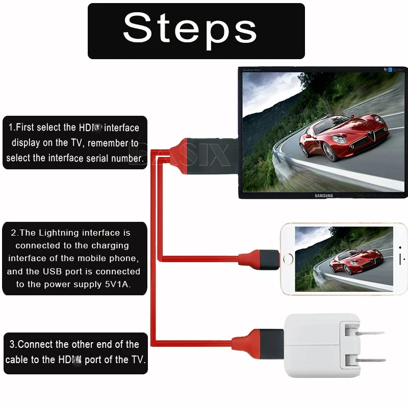 HDMI-совместимый кабель для Apple IPhone X 8 Plus 7 6 6s 5 5s 5S осветительного кабеля адаптер HDTV TV