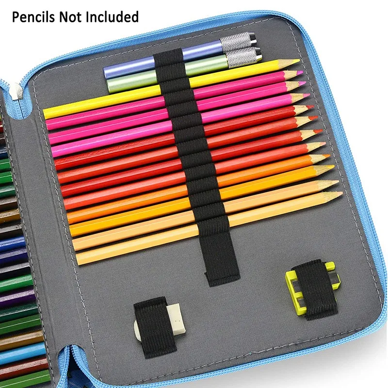 

127 Slots Colored Pencil Case Oxford Fabric Pen Case with Compartments Pencil Holder for Watercolor Pencils(Denim Blue)
