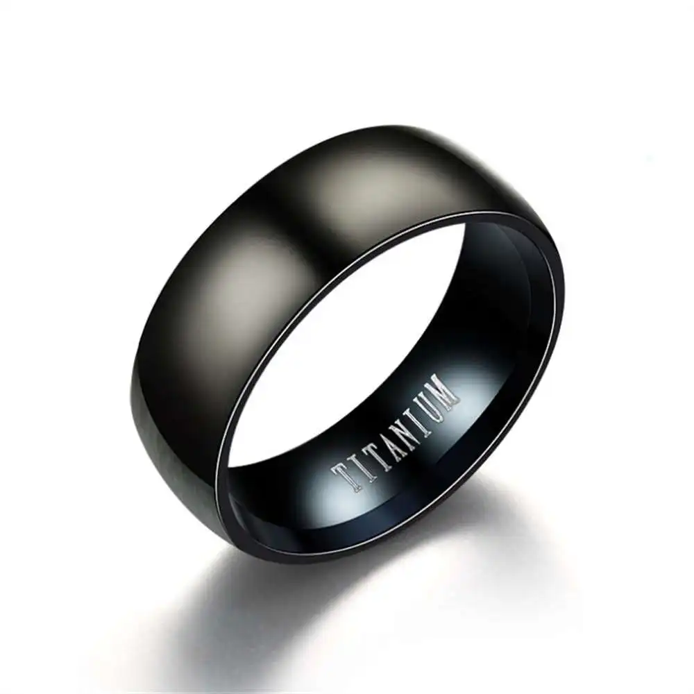 

Men Jewelry Titanium Steel Ring Mirror Polished black Rings sd015