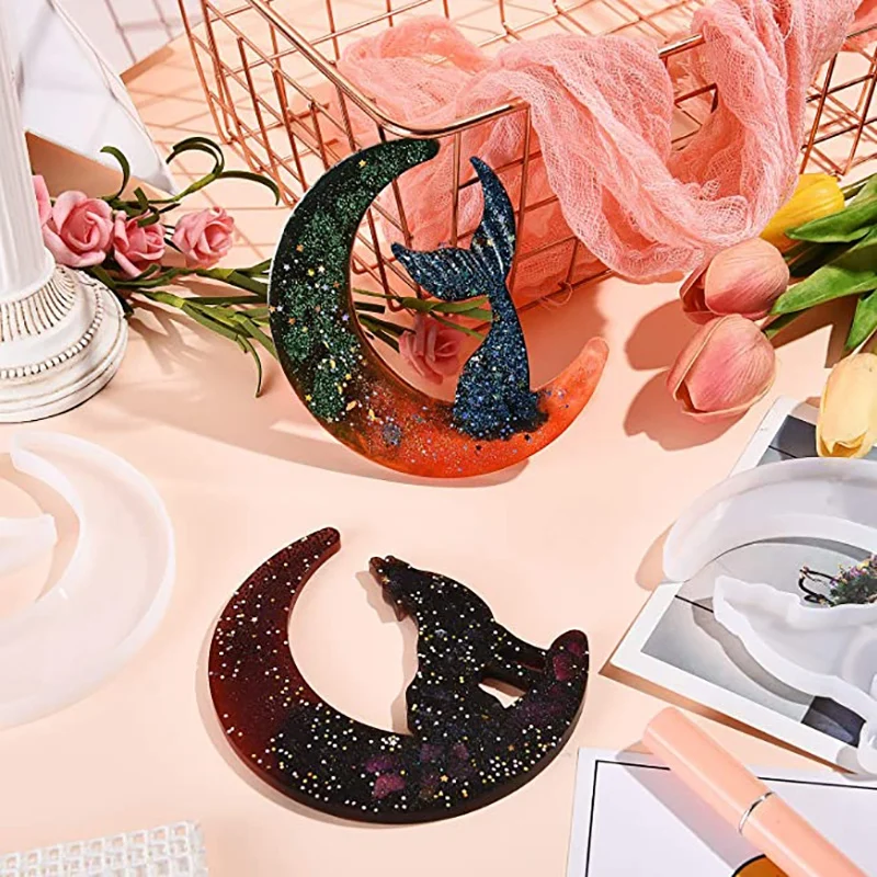 4 шт. силиконовые формы в виде полумесяца волк кошка феи рыбьего хвоста | Дом и сад