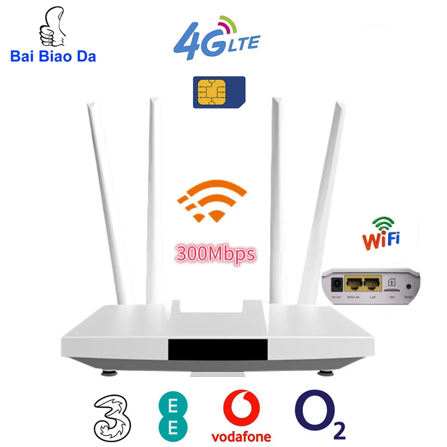 

LC113 4 аппарат не привязан к оператору сотовой связи Wi-Fi маршрутизатор Открытый Sim карты модем RJ45 WAN LAN внешними антеннами GSM Высокое Скорость 300...