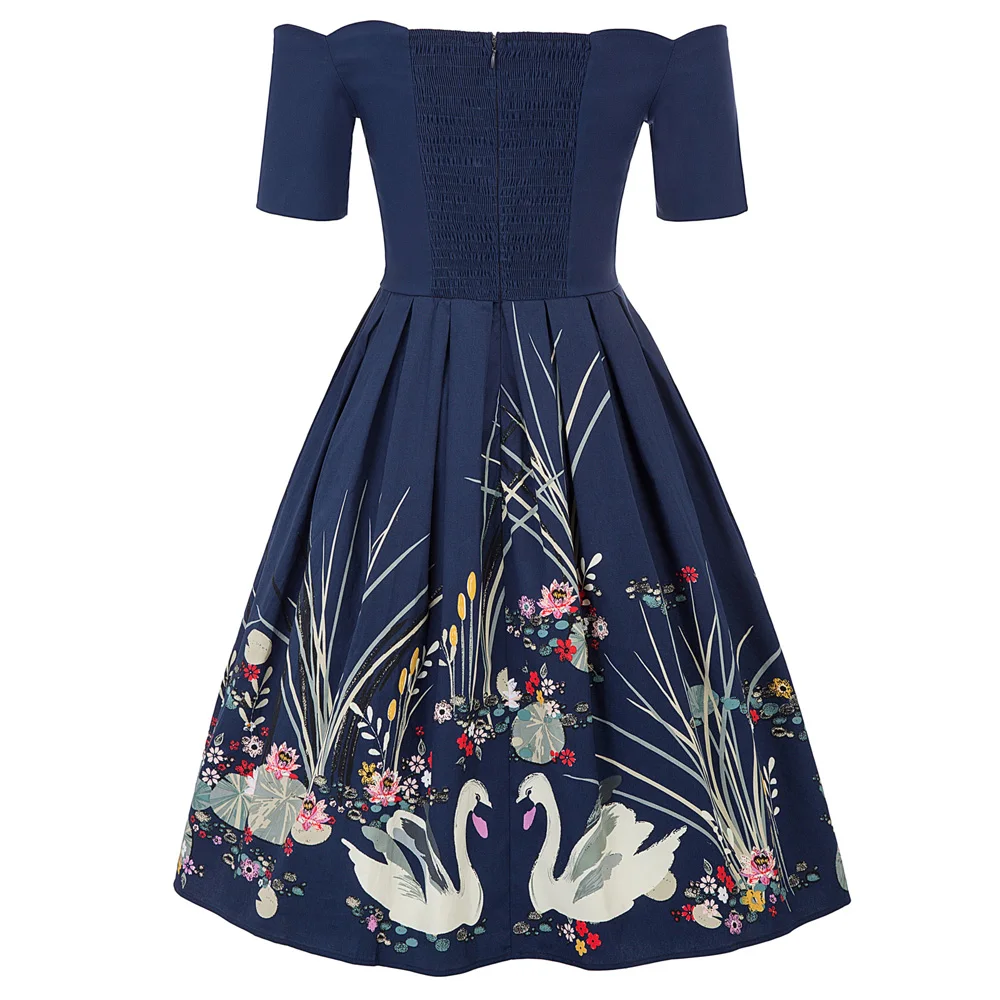 BP женское Ретро винтажное платье 1/2 рукав с открытыми плечами хлопок пэчворк