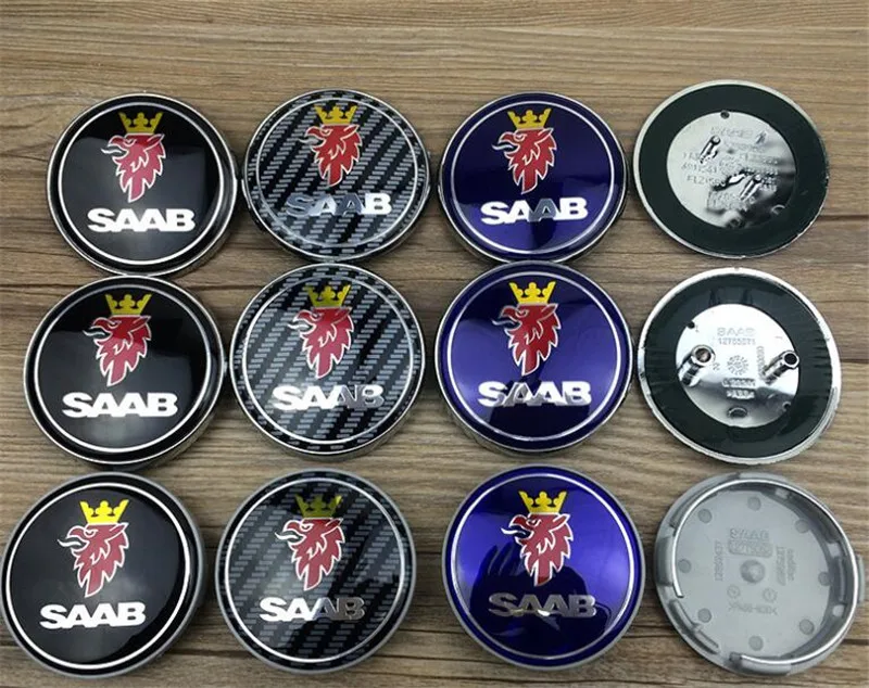 

[Wholesale] 100pcs 68mm Car Styling Wheel Center Hub Cap caps Cover SAAB Emblem Caps logo blue black carbon