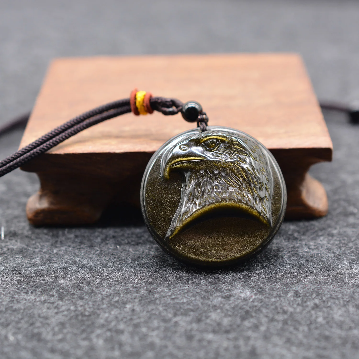 Кулон с орлом из золотого обсидиана ожерелье подвеской в форме головы амулет